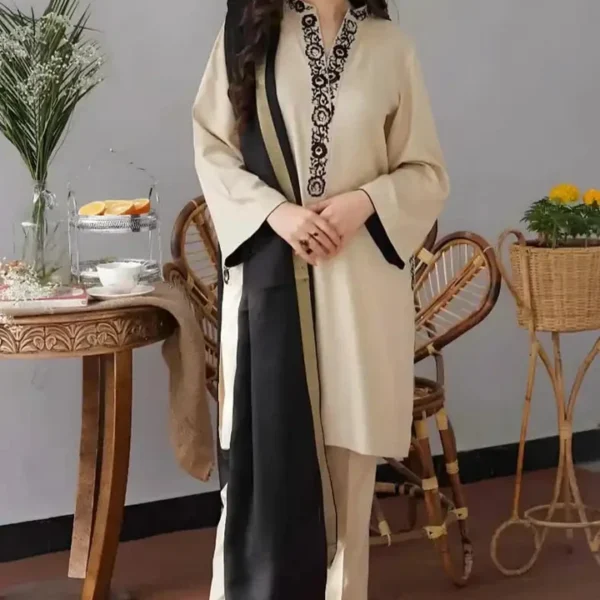 SR-10 Unstitched Fully Embroided Dhanak Suit With Dhanak Dupatta