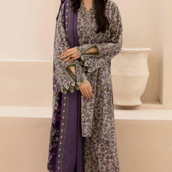 SR-12 3Pc Digital Printed Lawn Suit With Digital Printed Lawn Dupatta