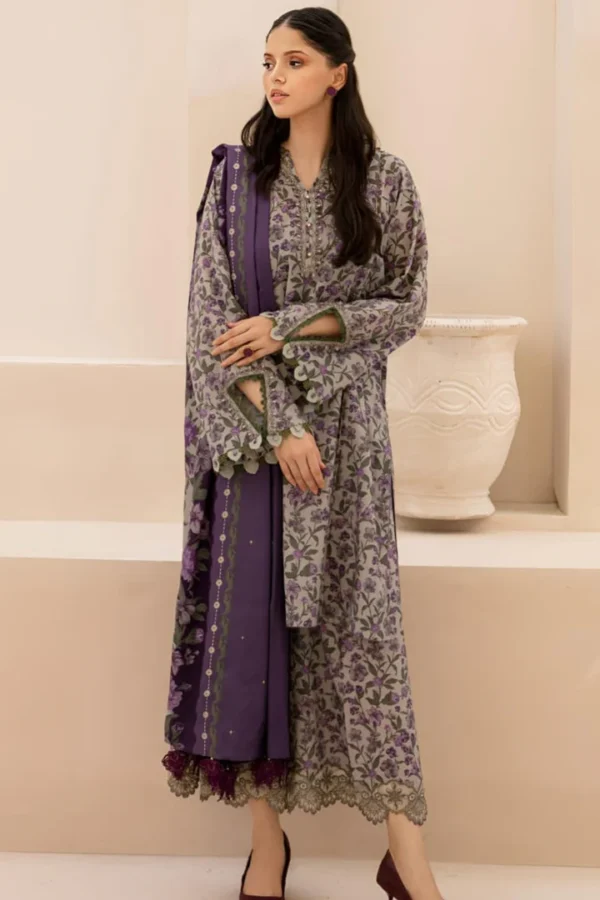 SR-12 3Pc Digital Printed Lawn Suit With Digital Printed Lawn Dupatta