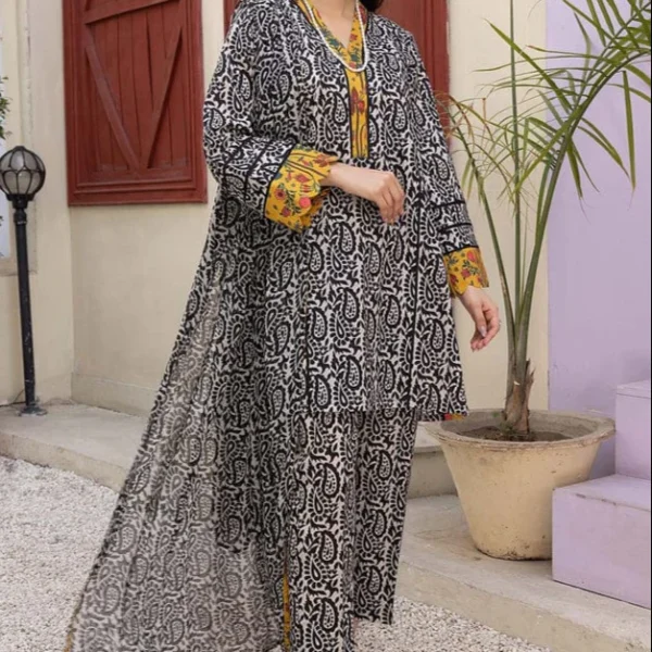 Unstitched Digital Printed Lawn Suit 3pc With Digital Printed Lawn Dupatta