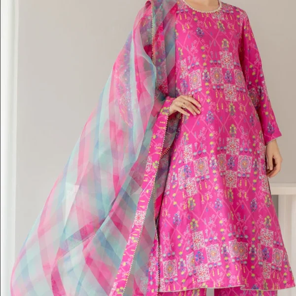 SR-121 Unstitched Digital Printed Lawn 3pc Suit With Printed Fine Monar Dupatta