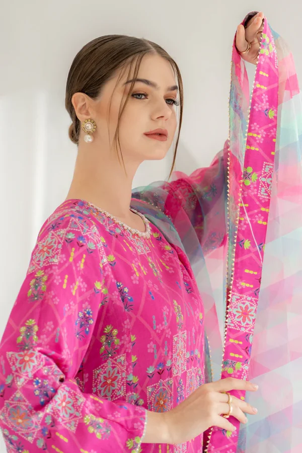 SR-121 Unstitched Digital Printed Lawn 3pc Suit With Printed Fine Monar Dupatta