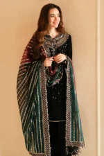 SR-996 Embroidered 9000 Micro Velvet 3Pc With Embroidered Chiffon Dupatta