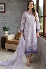 Lawn Unstitched Embroided 3pc With Organza Embroidered Dupatta