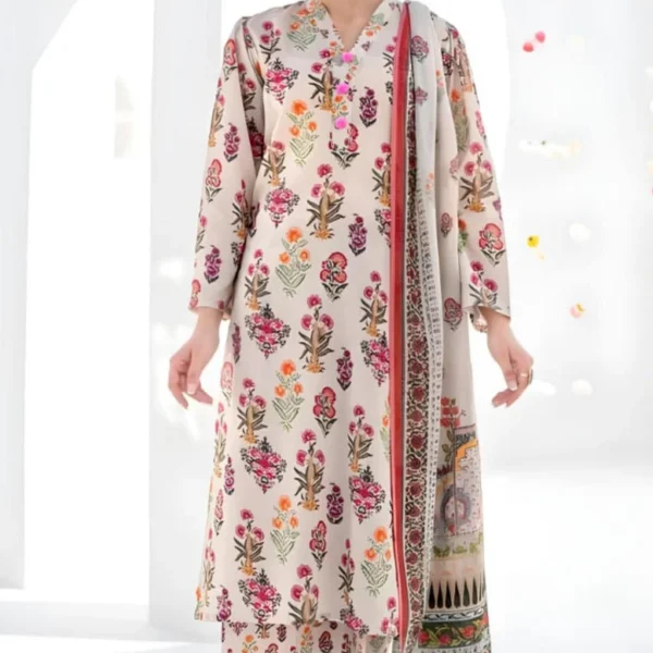 SR-BQ409 Digital Printed 3Pc Unstitched Lawn Suit With Digital Printed Lawn Dupatta