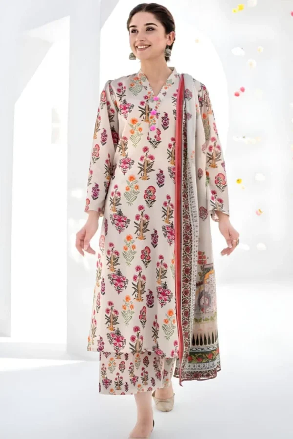 SR-BQ409 Digital Printed 3Pc Unstitched Lawn Suit With Digital Printed Lawn Dupatta