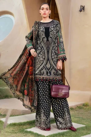 SR-MB466 Unstitched Digital Printed Lawn Suit 3pc With Voil Lawn Digital Printed Dupatta & Embroidered Patches