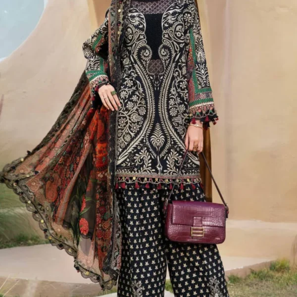 SR-MB466 Unstitched Digital Printed Lawn Suit 3pc With Voil Lawn Digital Printed Dupatta & Embroidered Patches