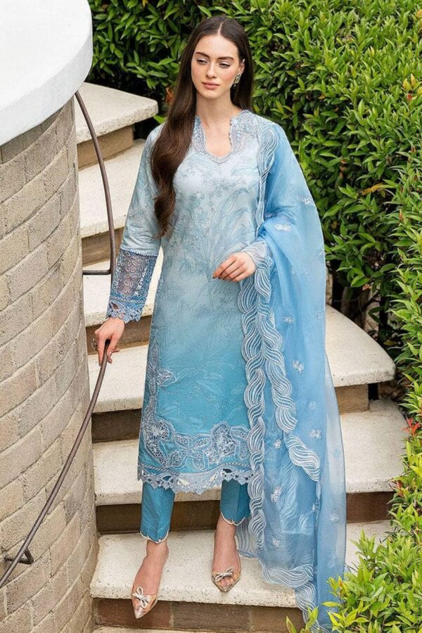 SR-MB510 Lawn Unstitched Embroidered 3pc Suit With Embroidered Organza Dupatta