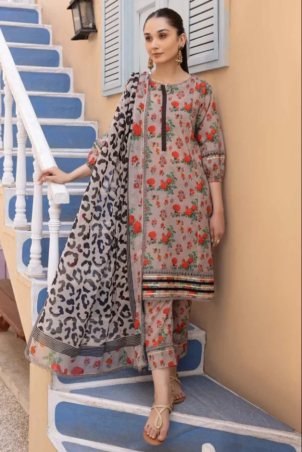 SR-CH06 Unstitched Digital Printed Lawn Suit 3pc With Digital Printed Lawn Dupatta