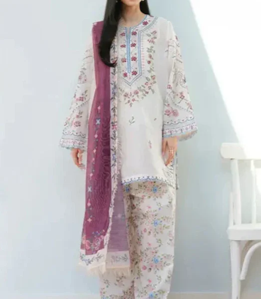 SR-BQ422 Digital Printed Lawn 3pc Suit With Digital Printed Lawn Dupatta
