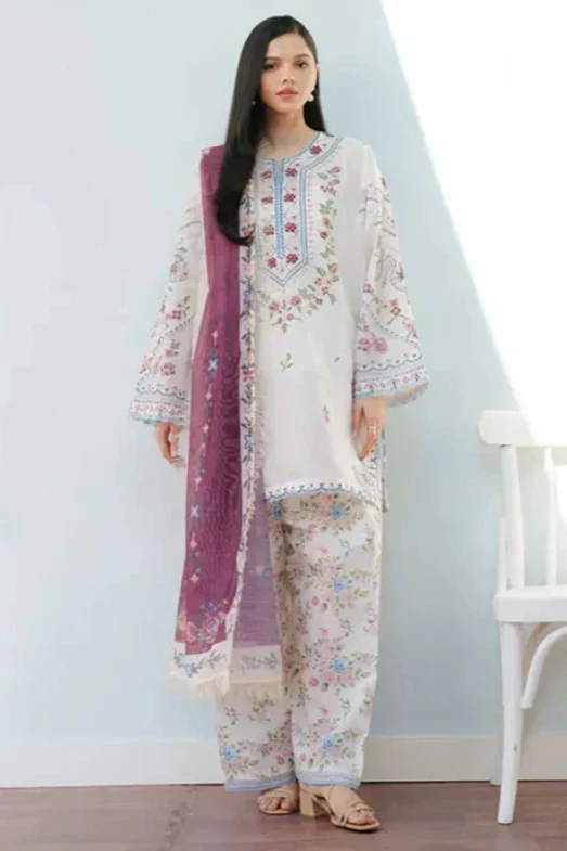 SR-BQ422 Digital Printed Lawn 3pc Suit With Digital Printed Lawn Dupatta