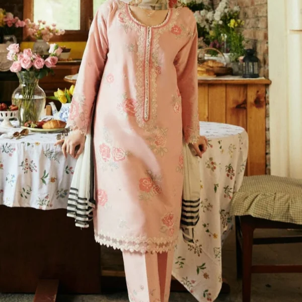 SR-ZS2620 Lawn Embroidered Suit 3pc with Silk Digital Printed Dupatta