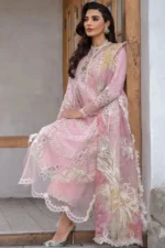 SR-CM2600 Lawn Unstitched 3pc Embroidered Suit With Embroidered Poly Lawn Dupatta