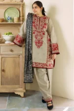 SR-ZS57 Unstitched Fully Embroided Lawn Suit With Cotton Lawn Dupatta