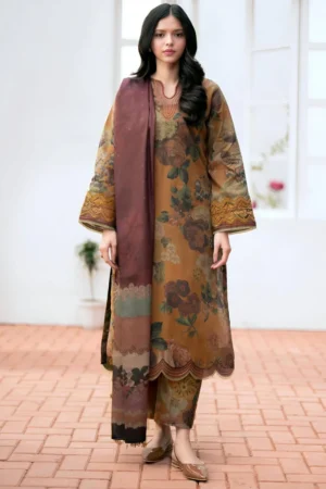 SR-BQ01 Digital Printed Lawn Suit 3pc with Lawn Digital Printed Dupatta & Embroidered Patches