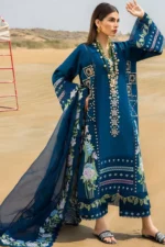 SR-CM30 Lawn 3Pc Unstitched Heavy Embroidered Lawn Suit With Embroidered Organza Dupatta