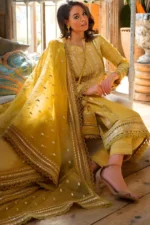 SR-1342 Sequence Embroidered Unstitched Lawn 3pc Suit With Sequence Embroidered Organza Dupatta