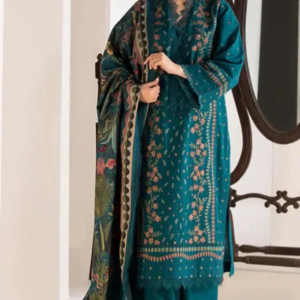 SR-SN61 Lawn Embroidered Suit With Cotton Lawn Printed Dupatta