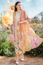 SR-MB464 Unstitched Digital Printed Lawn Suit 3pc With Voil Lawn Digital Printed Dupatta & Embroidered Patches