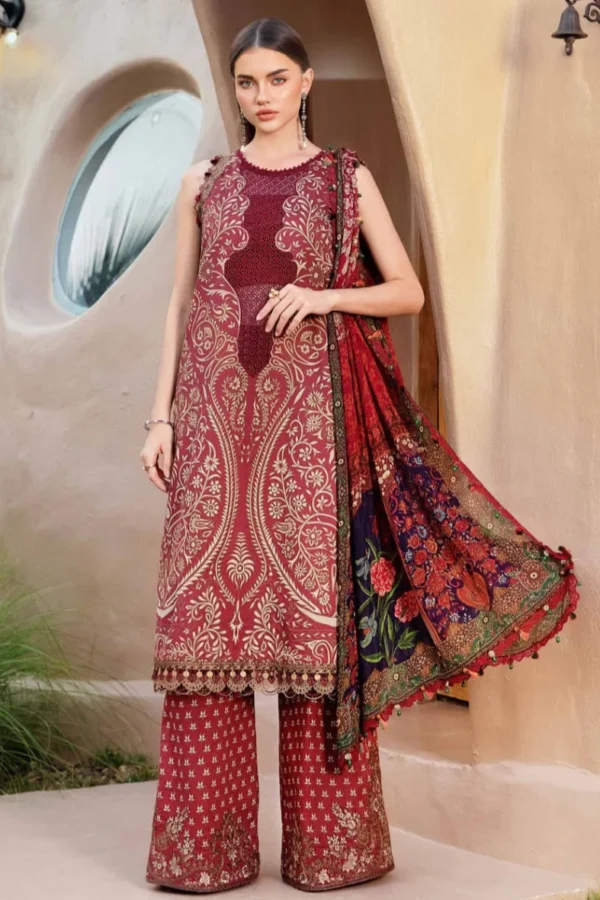 SR-MB478 Unstitched Digital Printed Lawn Suit 3pc With Voil Lawn Digital Printed Dupatta & Embroidered Patches