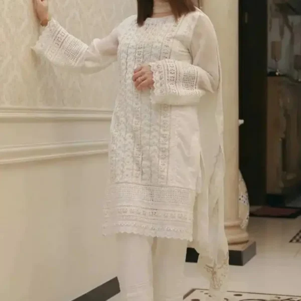 SR-D750 Unstitched Embroidered Lawn Suit 3pc With Monar Dupatta