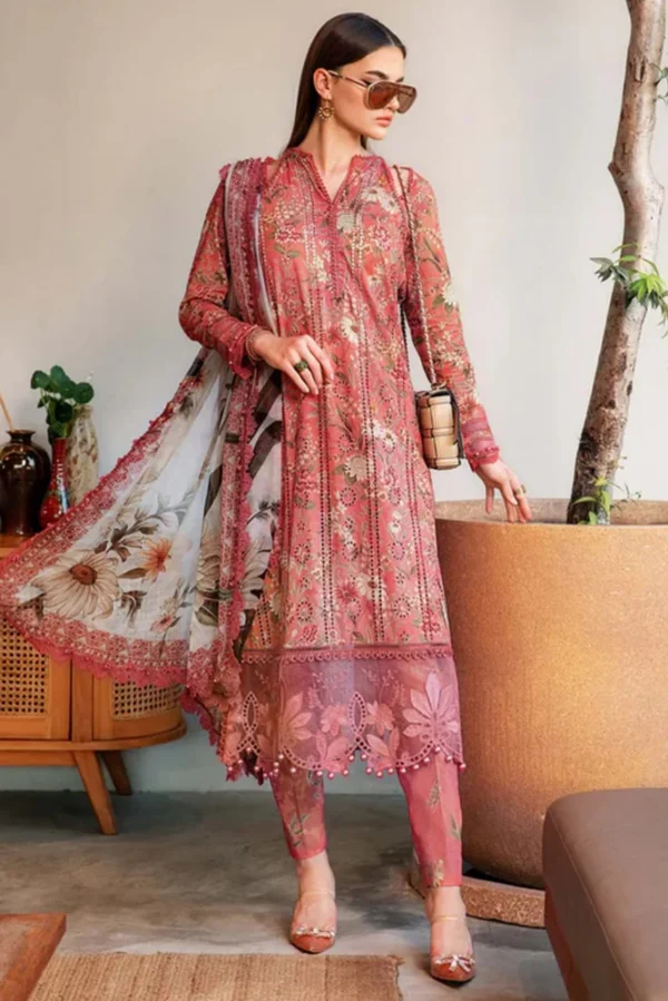 SR-MB470 Unstitched Digital Printed Lawn Suit 3pc With Lawn Digital Printed Dupatta & Embroidered Patches