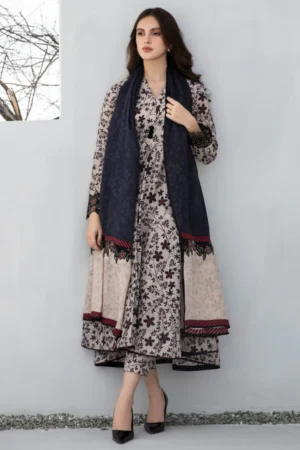 SR-BQ410 Digital Printed Lawn 3Pc Suit With Digital Printed Lawn Dupatta