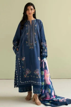 Unstitched Digital Printed Lawn Suit 3pc With Digital Printed Silk Dupatta