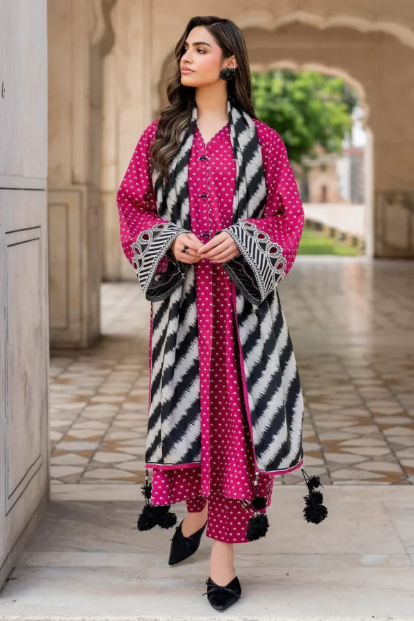 SR-BQ411 Digital Printed Unstitched 3pc Lawn Suit With Digital Printed Lawn Dupatta