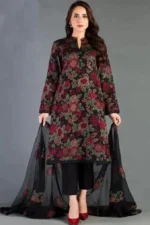 SR-BR345 Lawn Unstitched Embroidered 3pc Suit With Embroidered Chiffon Dupatta