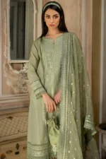 SR-SN60 3Pc Sequence Embroidered Lawn Suit With Sequence Embroidered Organza Dupatta