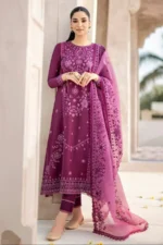 SR-CS84 Lawn Unstitched Embroidered 3pc Suit With Organza Embroidered Dupatta