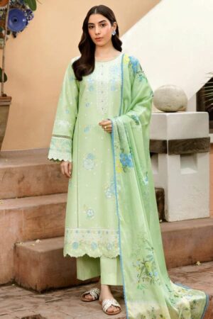 SR-ZS2630 Lawn Unstitched 3pc Embroidered Suit With Digital Printed Poly Lawn Dupatta