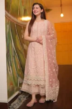 SR-LM54 3Pc Unstitched Embroidered Lawn Suit With Organza Embroidered Dupatta