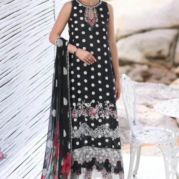 3pc Digital Printed Unstitched Lawn Suit With Monar Digital Printed Dupatta