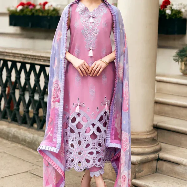 SR-MS2570B Unstitched Embroidered Lawn 3pc Suit With Cotton Lawn Printed Dupatta