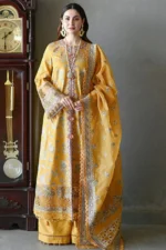 SR-2510 Unstitched Fully Embroided Lawn Suit With Organza Embroidered Dupatta