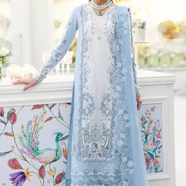 SR-CS2645 Lawn Unstitched Embroidered 3pc Suit With Embroidered Chiffon Dupatta