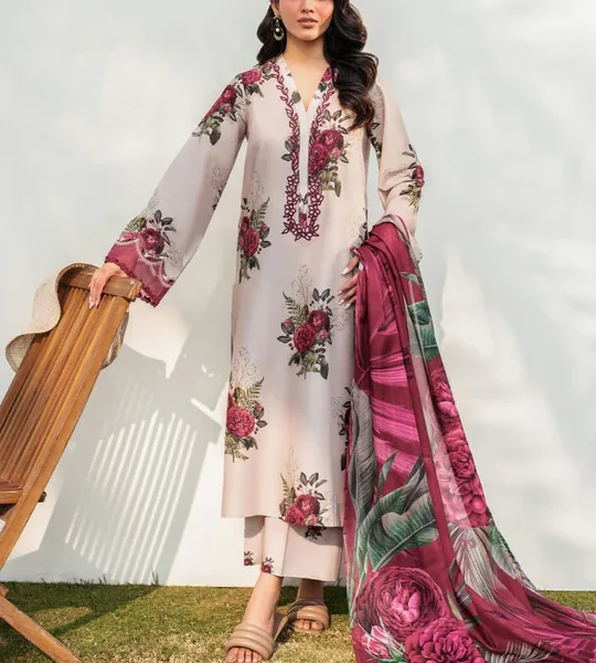 SR-MB472 Digital Printed Lawn Suit 3pc with Poly Lawn Digital Printed Dupatta
