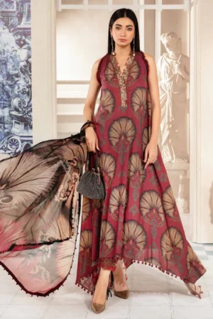 SR-MB444 Digital Printed Unstitched Lawn Suit 3pc With Lawn Digital Printed Dupatta