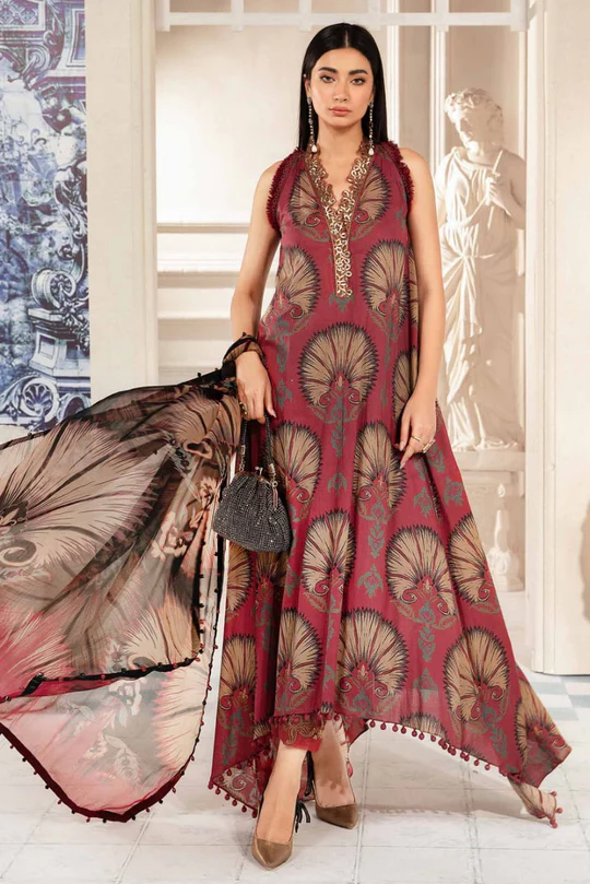 SR-MB444 Digital Printed Unstitched Lawn Suit 3pc With Lawn Digital Printed Dupatta