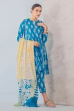 SR-CH144 Digital Printed Unstitched Lawn Suit 3pc With Monar Digital Printed Dupatta