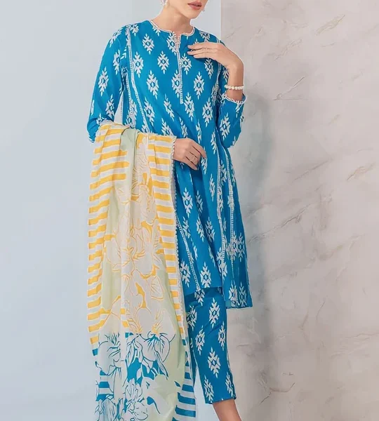 SR-CH144 Digital Printed Unstitched Lawn Suit 3pc With Monar Digital Printed Dupatta