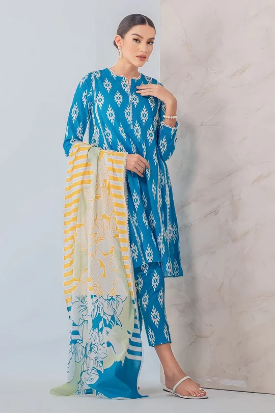 SR-CH144 Digital Printed Unstitched Lawn Suit 3pc With Monar Digital Printed Dupatta