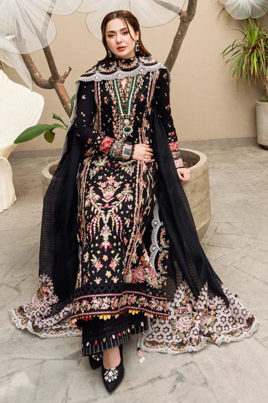 SR-QL2655 Lawn 3Pc Embroidered Suit with Bamber Chiffon Embroidered Dupatta