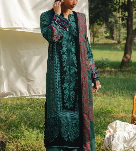 SR-SP2565 Unstitched Embroidered Lawn 3pc Suit With Poly Lawn Dupatta