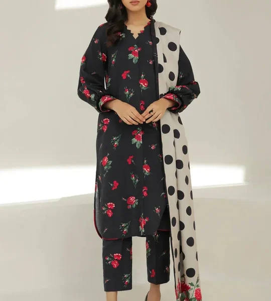 SR-1240 Unsttched 3pc Printed Lawn Suit With Digital Printed Lawn Dupatta