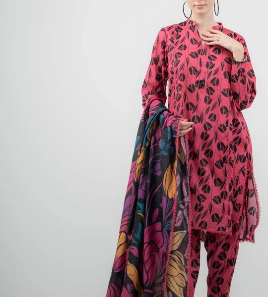 SR-108 Digital Printed Unstitched Lawn Suit With Digital Printed Monar Dupatta