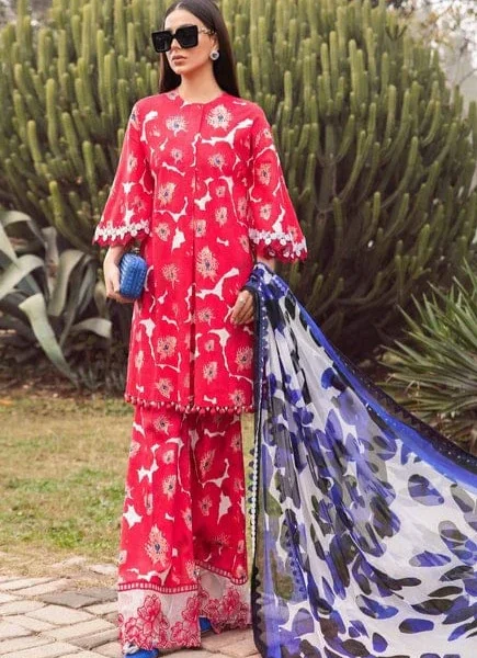 SR-106 Unstitched Digital Printed Lawn Suit With Printed Fine Monar Dupatta